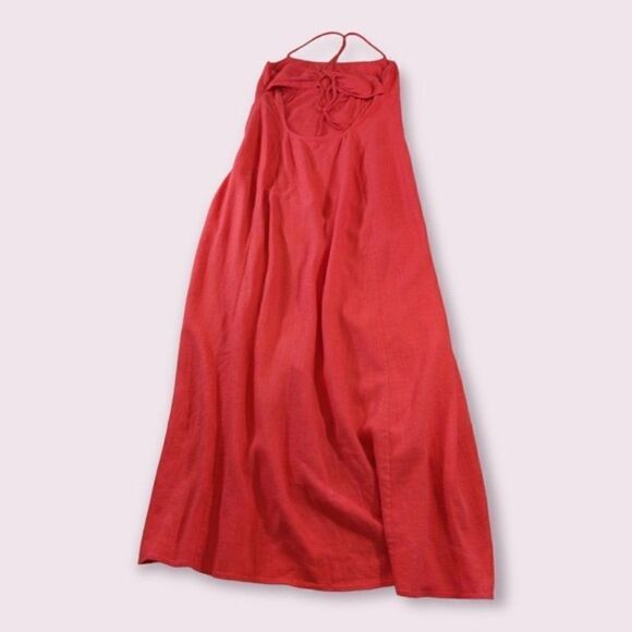 Intermix Josephine Linen Maxi Dress Pink Square Neckline - Picture 7 of 10